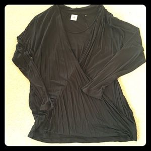 Cabi Black cross front long sleeve T